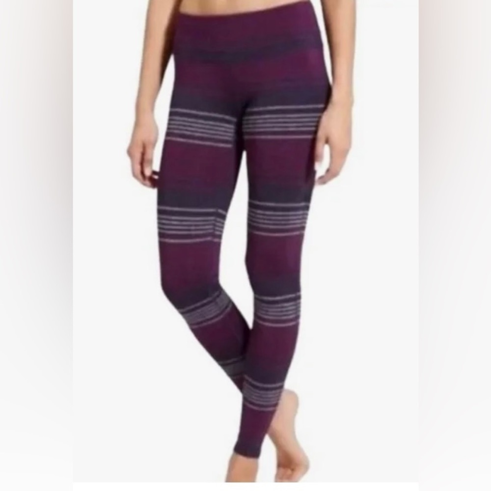 Athleta Chaturanga Purple Striped Leggings Size M